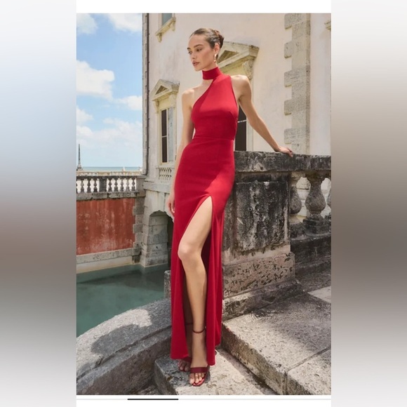 Lulu's Red One-Shoulder Maxi Dress - Picture 11 of 12